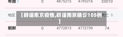 【辟谣南京疫情,辟谣南京确诊105例】